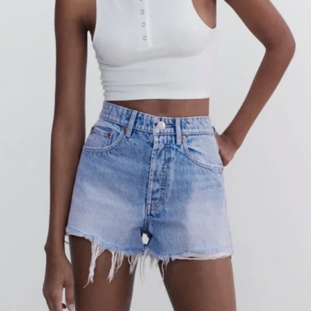 Zara High Rise Denim Shorts